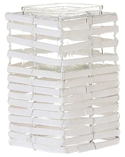 Zestaw 3 świeczników MAROLA Drewno topolowe 54/34/20 cm Biały