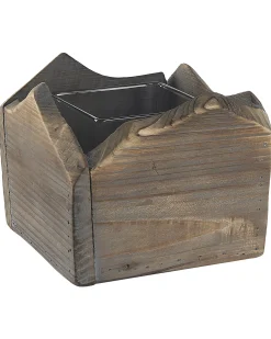 Zestaw 2 świeczników PLATEROS Drewno jodłowe 15/12 cm Ciemnobrązowy