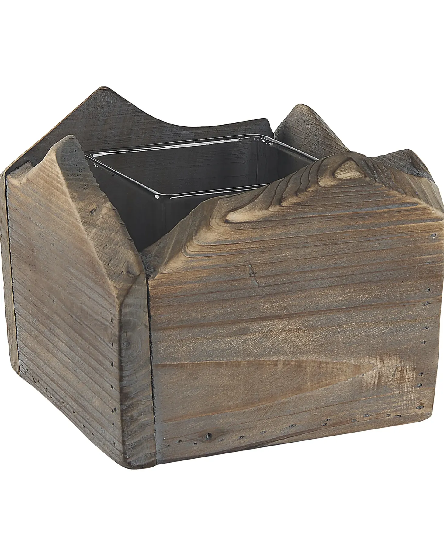 Zestaw 2 świeczników PLATEROS Drewno jodłowe 15/12 cm Ciemnobrązowy