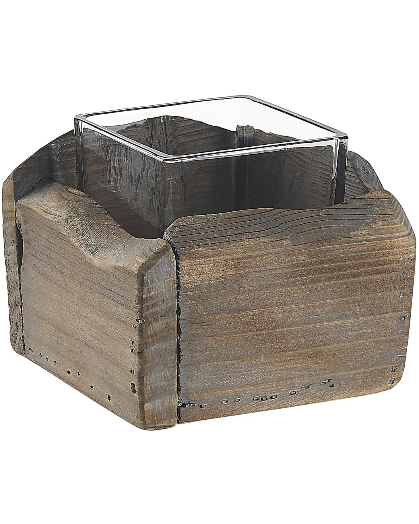 Zestaw 2 świeczników PLATEROS Drewno jodłowe 15/12 cm Ciemnobrązowy