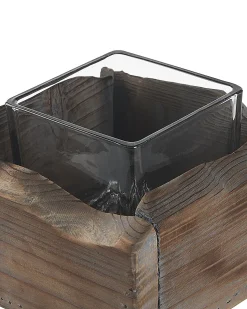 Zestaw 2 świeczników PLATEROS Drewno jodłowe 15/12 cm Ciemnobrązowy