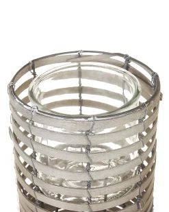 Zestaw 3 świeczników ROVARE Drewno topolowe 60/39/25 cm Szary