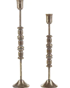 Zestaw 2 świeczników SALAMINA Metal 63/49 cm Złoty
