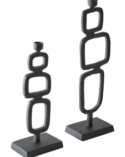 Zestaw 2 świeczników SIPANJE Metal 35/48 cm Czarny