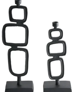 Zestaw 2 świeczników SIPANJE Metal 35/48 cm Czarny