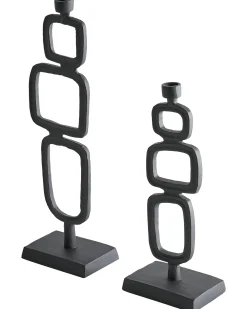 Zestaw 2 świeczników SIPANJE Metal 35/48 cm Czarny