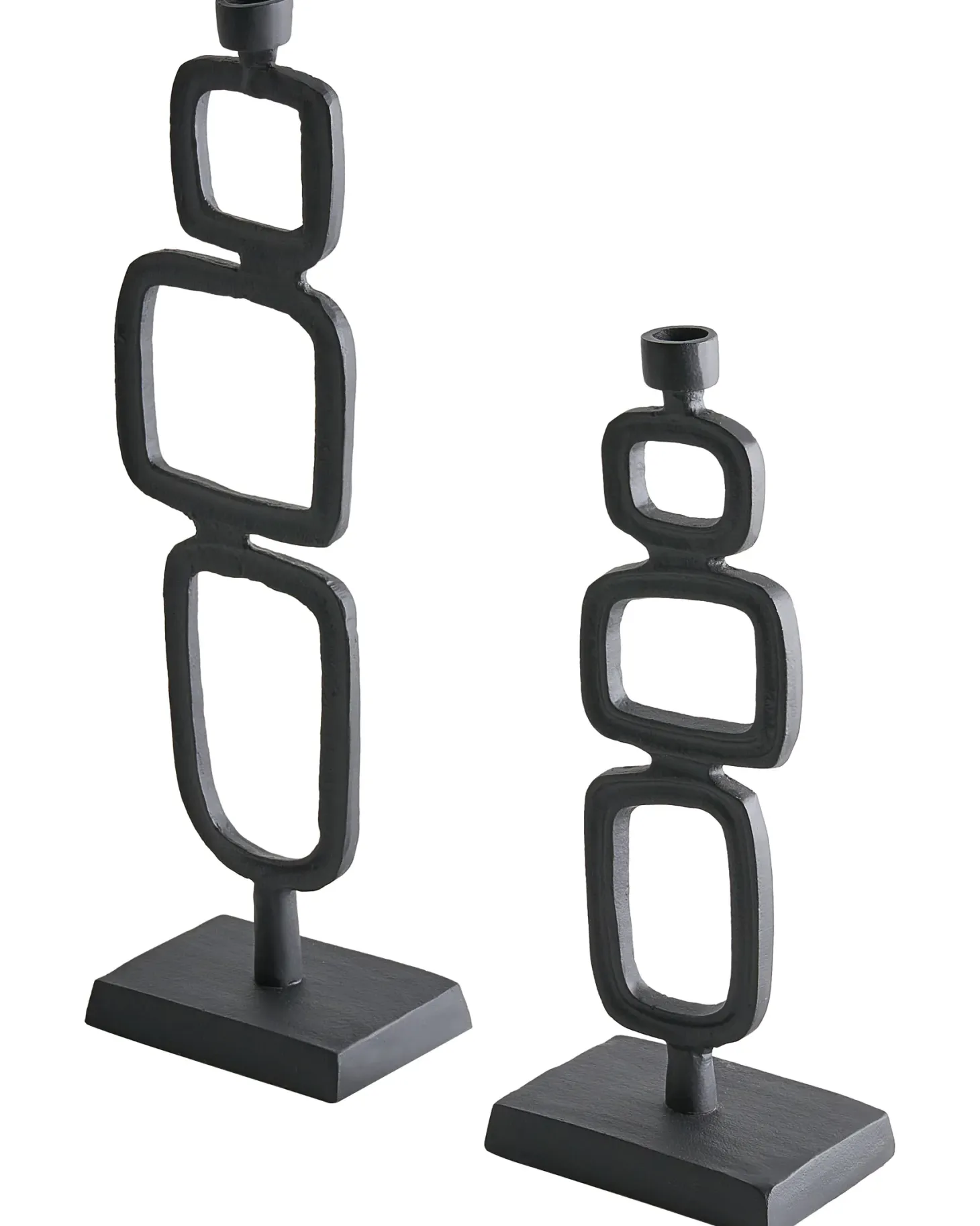 Zestaw 2 świeczników SIPANJE Metal 35/48 cm Czarny