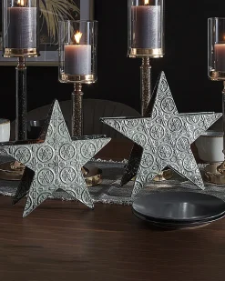 Zestaw 2 świeczników TORNIO Metal 30/26 cm Srebrny